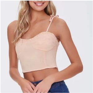 Tie Strap Ruffle-edge Crop Top